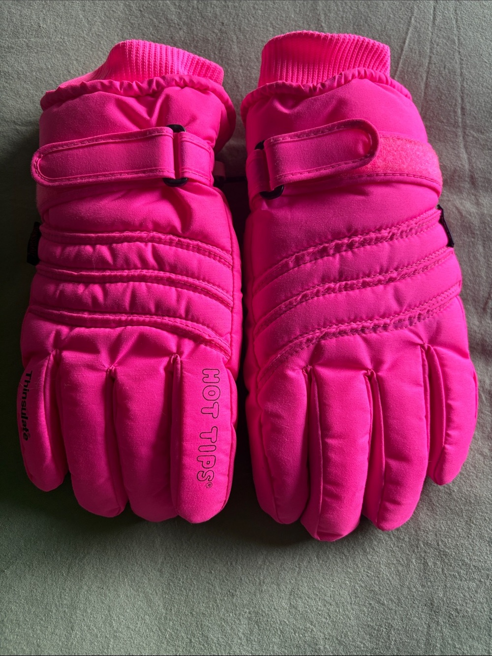 Vintage Hot Tips Bright Pink Insulated Ski Gloves